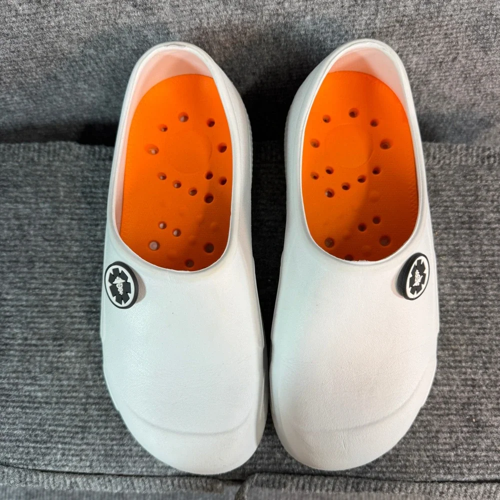 White Nursing Clogs Slip On Professional Work Shoes Medical Caduceus Size 3